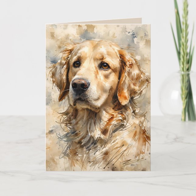 Tarjeta de diseño artístico de perro Retriever dor (Anverso)
