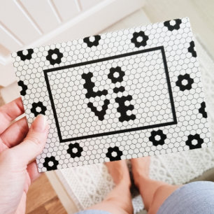 tarjeta de diseño de baldosa en blanco y negro LOV