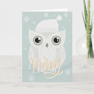 Tarjeta de diseño de búho de nieve alegre lindo