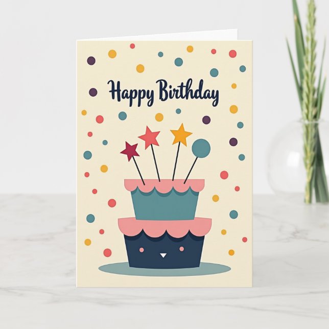 Tarjeta de diseño de confeti de cumpleaños (Anverso)