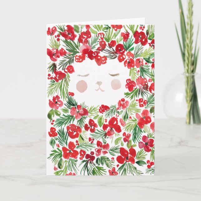 Tarjeta de diseño de flores de Navidades rojos acu (Anverso)