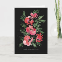 Tarjeta de diseño de flores de Navidades rojos acu
