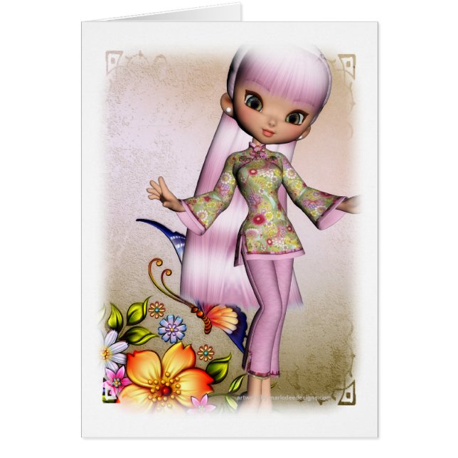 Tarjeta de diseño de flores hermosas para Chicas a (Frente)