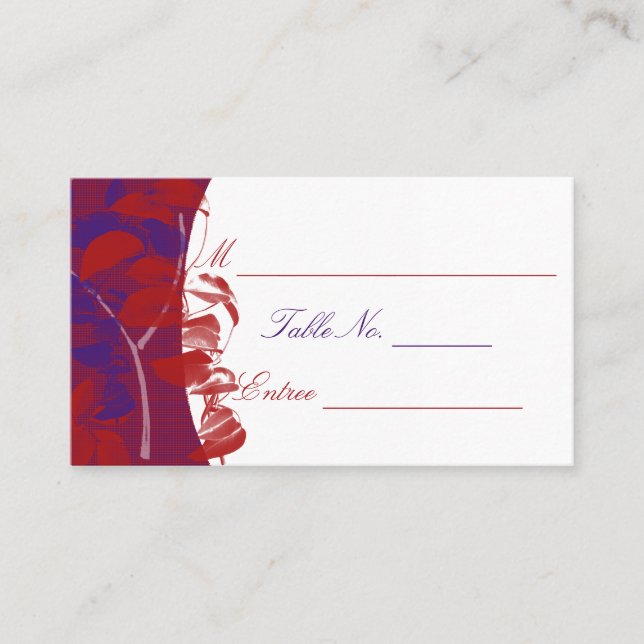 Tarjeta de diseño de hoja roja y púrpura (Anverso)