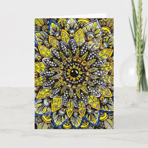 Tarjeta de diseño de mandala dibujado a mano en ve