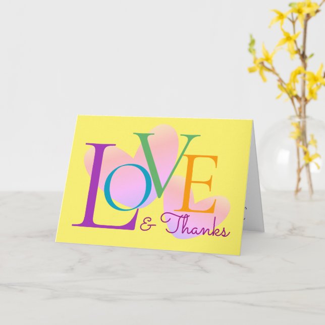 Tarjeta De Diseño De Texto De Amor Y Gracias A La  (flor amarilla)
