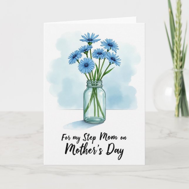 Tarjeta de diseño del día de la madre Blue Daisy (Anverso)