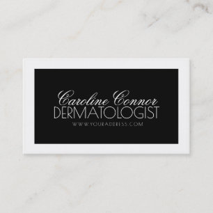 Tarjeta de diseño Dermatólogo Negra y Negrita Blan
