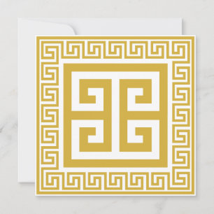 Tarjeta de diseño dorado de patrón de clave griega