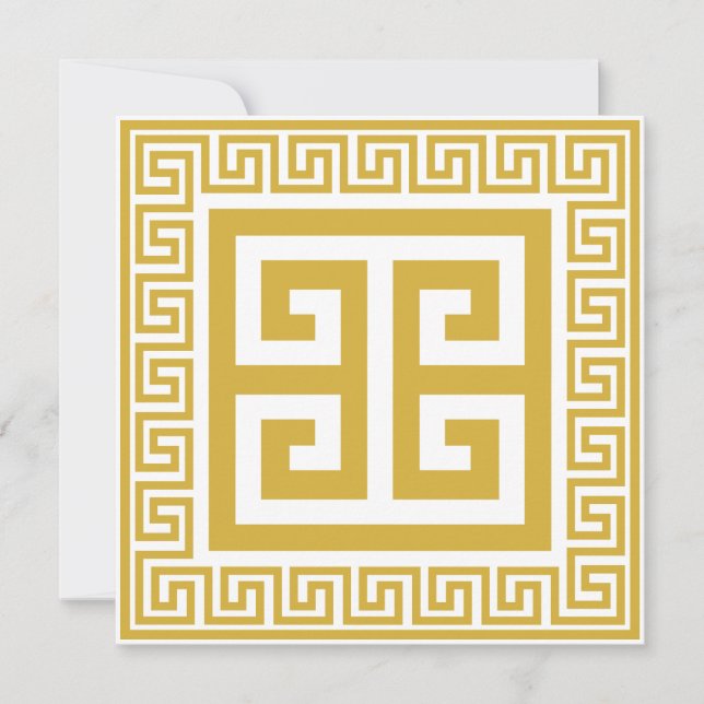Tarjeta de diseño dorado de patrón de clave griega (Anverso)