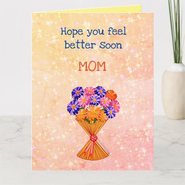 Tarjeta de diseño Floral Get Well Mom (Anverso)