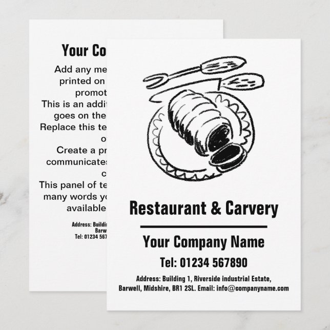 Tarjeta de diseño para Personalizado de restaurant (Anverso / Reverso)