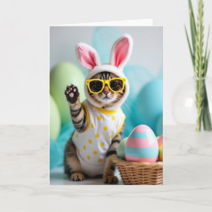 Tarjeta de disfraz de gato primaveral elegante