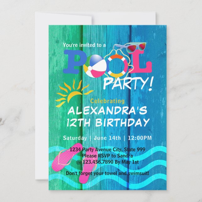 Tarjeta de diversión de verano de cumpleaños para  (Anverso)