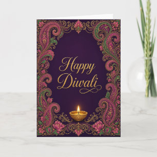 Tarjeta de Diwali de Paisley de Berenjena