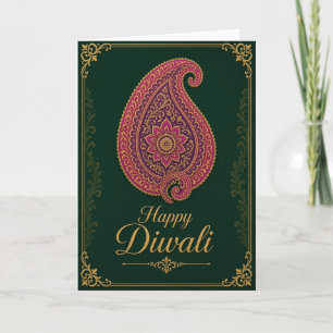 Tarjeta de Diwali de Paisley Esmeralda