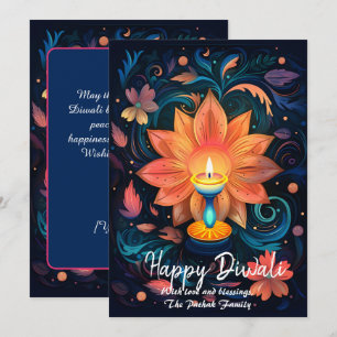 Tarjeta de Diwali Deseos de Luz de Pétalo