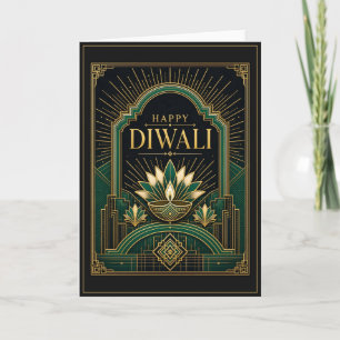 Tarjeta de Diwali Diya Art Deco