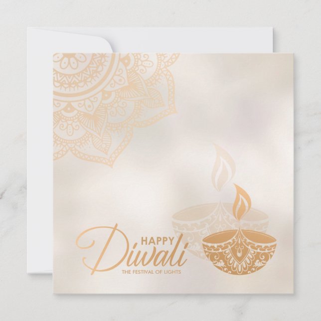 Tarjeta de Diwali Gold y Pearl Happy (Anverso)
