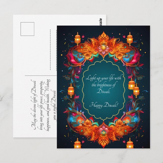 Tarjeta de Diwali hermosa  (Anverso / Reverso)