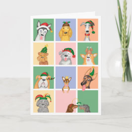 Tarjeta de doce perros de Navidades