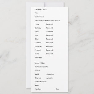 Tarjeta de documentos importantes