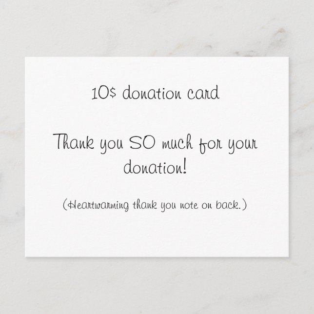 Tarjeta de donación de $10 (Anverso)