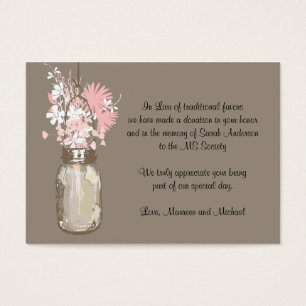 Tarjeta de donación de favores Mason Jar Wildflowe