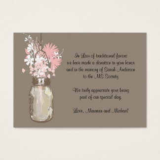 Tarjeta de donación de favores Mason Jar Wildflowe