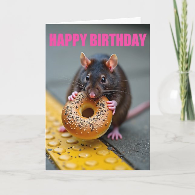 Tarjeta de Donut de Ratón Adorable (Anverso)