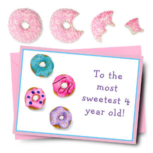 Tarjeta de donuts glaseados de cumpleaños feliz 4