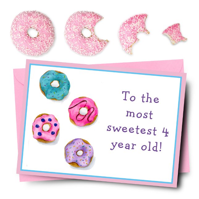 Tarjeta de donuts glaseados de cumpleaños feliz 4  (Satisfy their sweet tooth with a donut-filled birthday delight! Yum!)