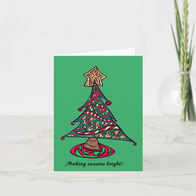 Tarjeta de Doodle de Árbol de Navidad (Anverso)
