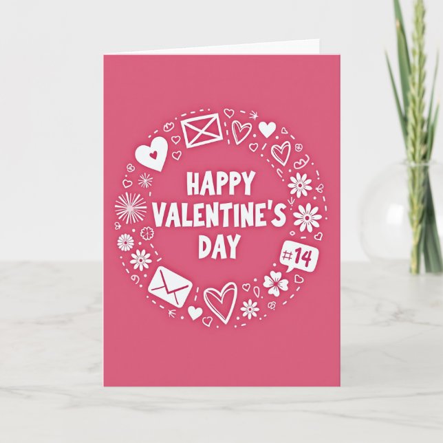 Tarjeta de Doodle del Día de San Valentín Feliz (Anverso)