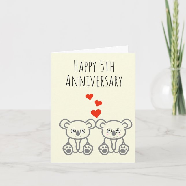 Tarjeta de dos años feliz para el oso Koala  (Anverso)