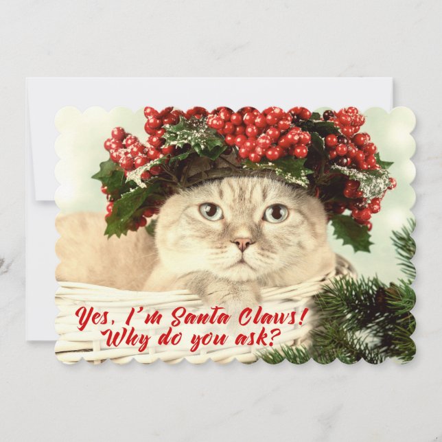 Tarjeta de dos caras del gato de los Navidades de  (Anverso)