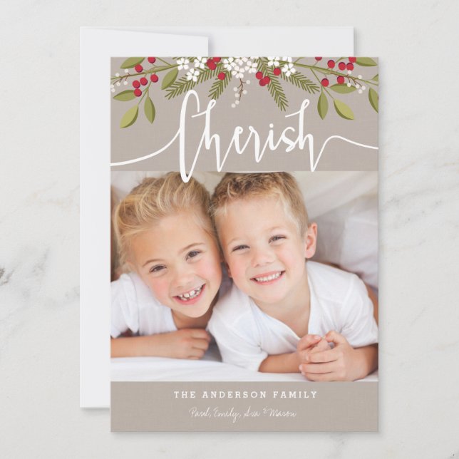 Tarjeta de dos fotos de feriados de Navidades de C (Anverso)