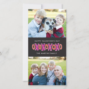 Tarjeta de dos fotos XOXO El día de San Valentín