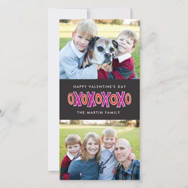 Tarjeta de dos fotos XOXO El día de San Valentín (Anverso)