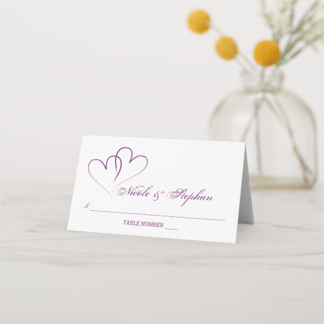 Tarjeta de dos lugares entrelazados de corazones m (Anverso)