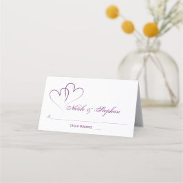 Tarjeta de dos lugares entrelazados de corazones m