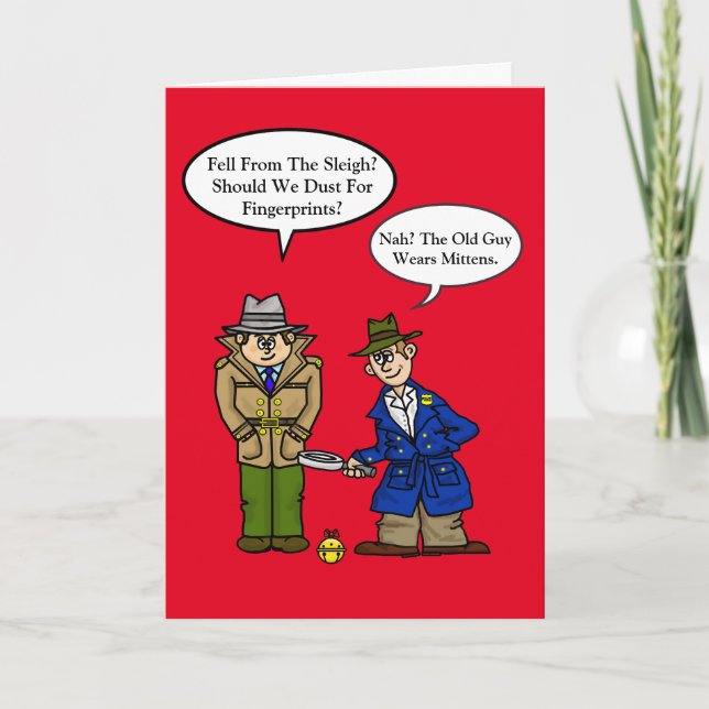 Tarjeta de dos Navidades de detectives de policía (Anverso)