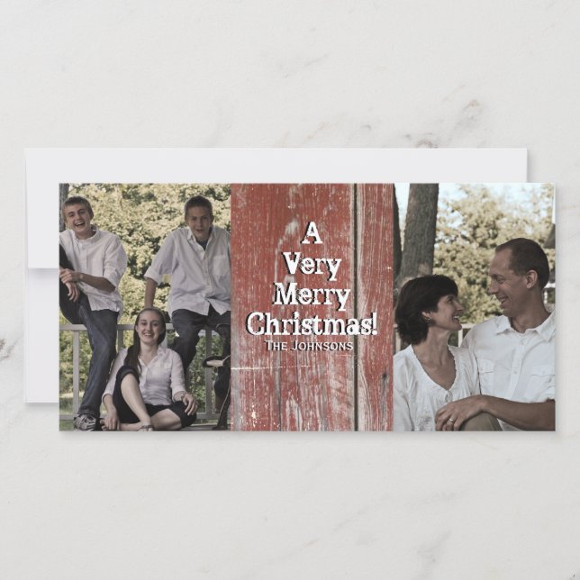 Tarjeta de dos Navidades fotográficos del Barn Roj (Anverso)