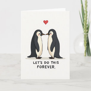 Tarjeta de Dos Pingüinos que se Aman por Siempre