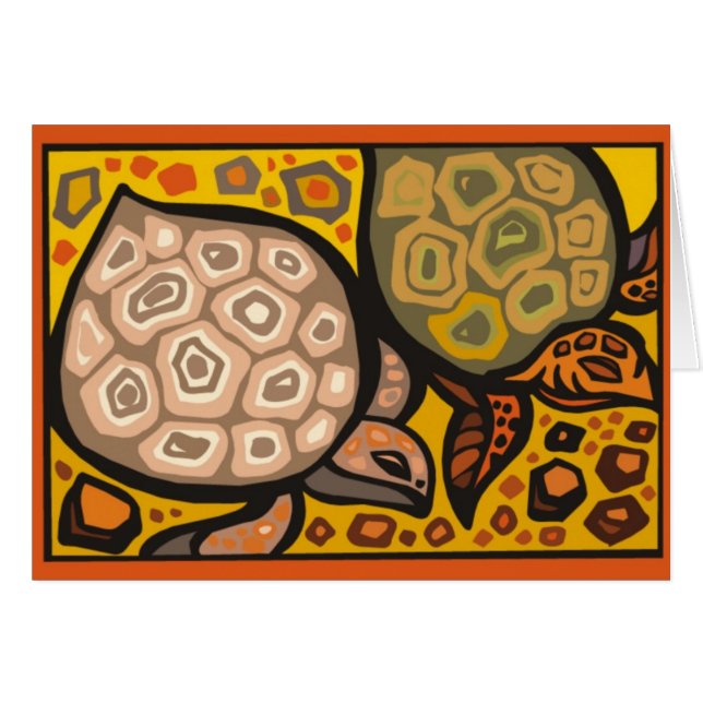 Tarjeta de dos tortugas mosaicas (Anverso (Horizontal))