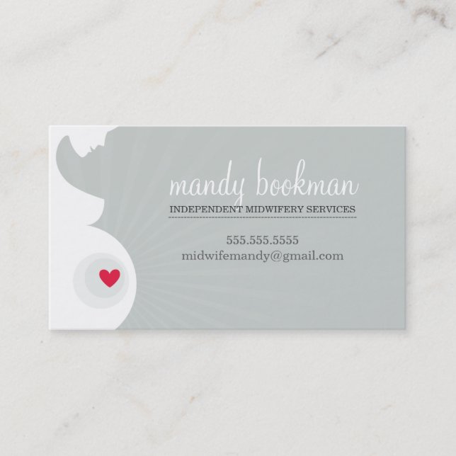 TARJETA DE DOULA DE MIDWIFE para el corazón grisác (Anverso)