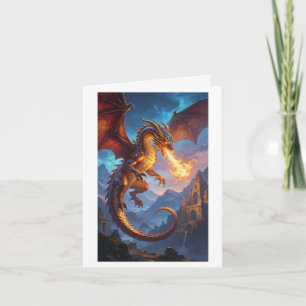 Tarjeta de dragón de fantasía en blanco