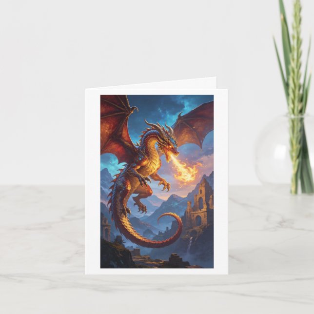 Tarjeta de dragón de fantasía en blanco (Anverso)