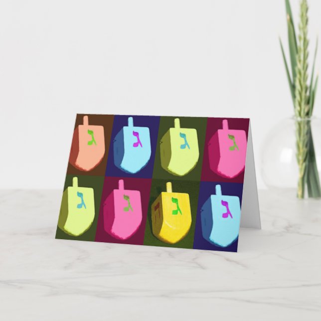 Tarjeta de Dreidels Jánuca (Anverso)