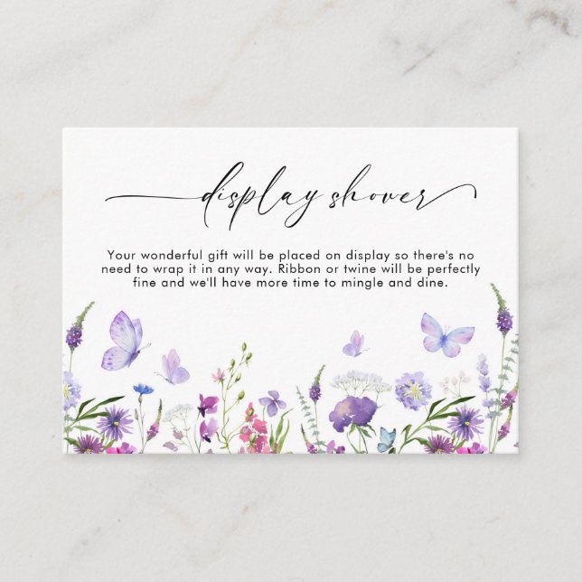 Tarjeta de ducha Boho Wildflower Butfly Display (Anverso)